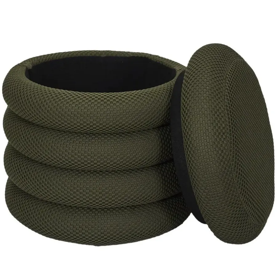 Poefen-The Home Deco Factory Home Deco Factory Poef/krukje - boucle - groen - D37 x H44 cm
