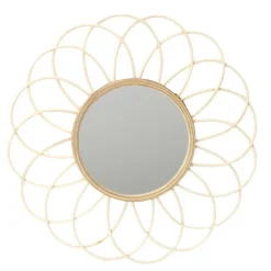 The Home Deco Factory Home deco factory Rotanspiegel - bloem - D50 cm - bohemian
