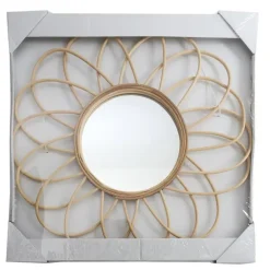 The Home Deco Factory Home deco factory Rotanspiegel - bloem - D50 cm - bohemian
