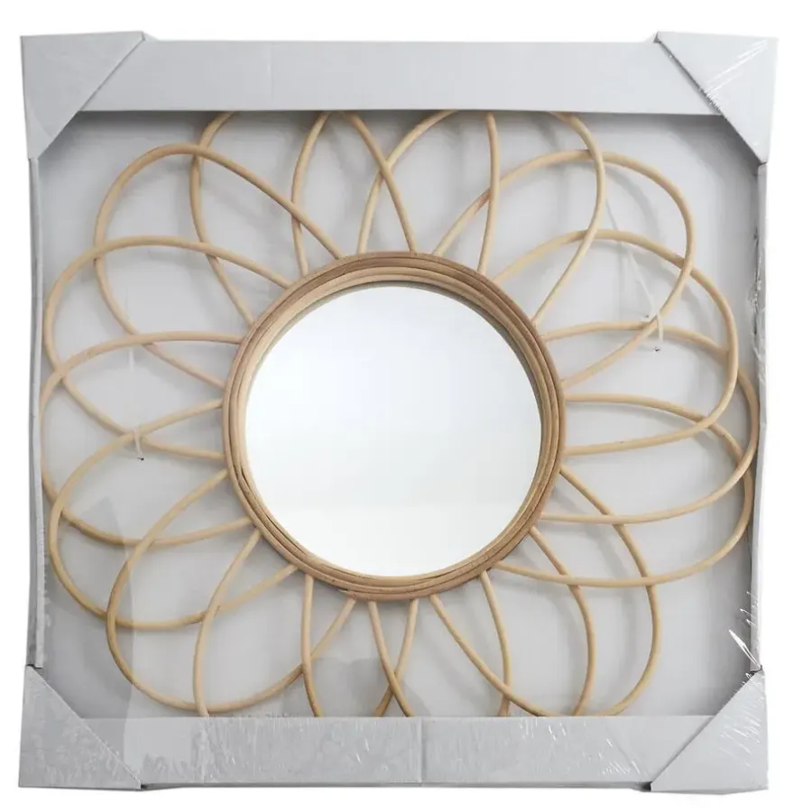 The Home Deco Factory Home deco factory Rotanspiegel - bloem - D50 cm - bohemian