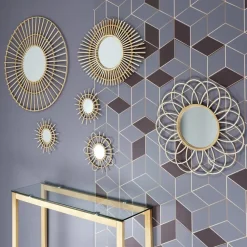 The Home Deco Factory Home deco factory Rotanspiegel - bloem - D50 cm - bohemian