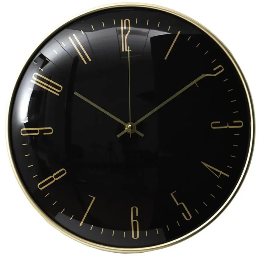 The Home Deco Factory Home deco factory stille wandklok - goud/zwart - D30 cm -kunststof