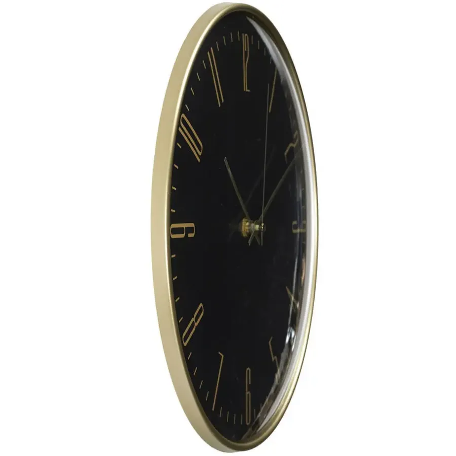 The Home Deco Factory Home deco factory stille wandklok - goud/zwart - D30 cm -kunststof