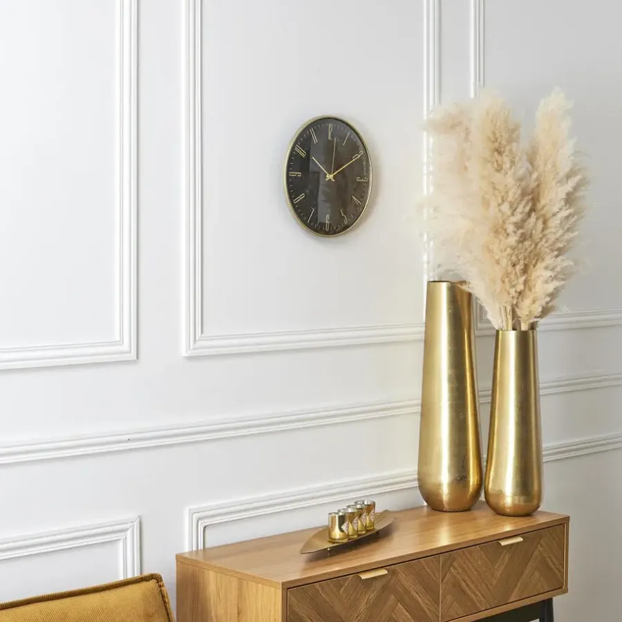 The Home Deco Factory Home deco factory stille wandklok - goud/zwart - D30 cm -kunststof