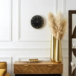 The Home Deco Factory Home deco factory stille wandklok - goud/zwart - D30 cm -kunststof