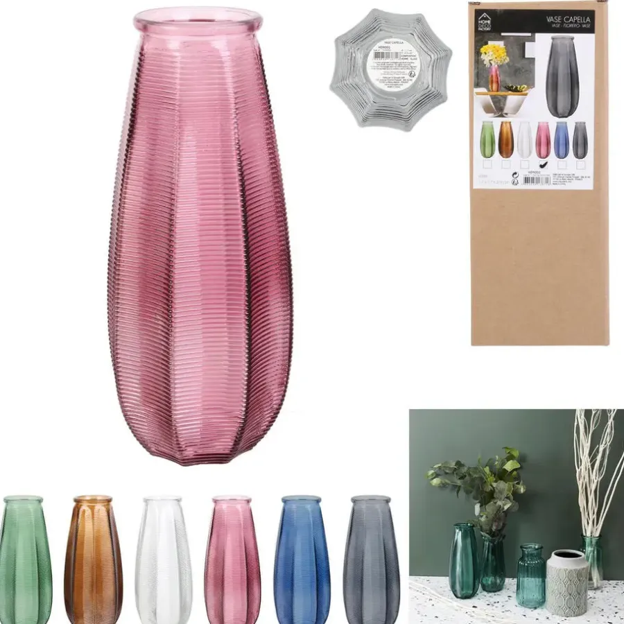 Vazen-The Home Deco Factory Home deco factory vaas Capella - boeket - glas - groen- H28 cm