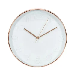 Klokken-Merkloos Home Deco Factory Wandklok - D30 cm - koper/wit - kunststof