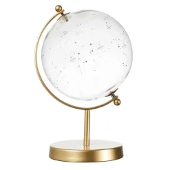Beelden-Merkloos Home Deco Factory wereldbol - transparant - glas - gouden voet