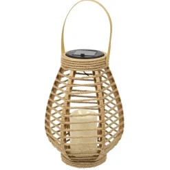 Kandelaars En Windlichten-The Home Deco Factory Home deco factory Zonnelantaarn tafellamp - Solar -rotan - 26,5 cm -kaarseffect