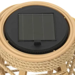 Kandelaars En Windlichten-The Home Deco Factory Home deco factory Zonnelantaarn tafellamp - Solar -rotan - 26,5 cm -kaarseffect