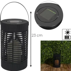 Kandelaars En Windlichten-The Home Deco Factory Home deco factory Zonnelantaarn tafellamp - Solar - zwart - 23 cm - kaars