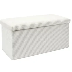 Poefen-The Home Deco Factory Home Deco Poef - Cocoonen - MDF/polyester - wit - 76 x 38 cm