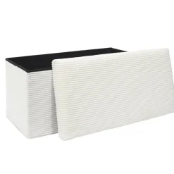 Poefen-The Home Deco Factory Home Deco Poef - Cocoonen - MDF/polyester - wit - 76 x 38 cm