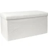 The Home Deco Factory Home Deco Poef - MDF/polyester - Natuurlijk - wit - 76 x 38 cm