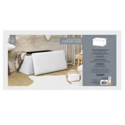 The Home Deco Factory Home Deco Poef - MDF/polyester - Natuurlijk - wit - 76 x 38 cm