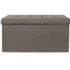 Poefen-The Home Deco Factory Home Deco Poef Chique - opbergbox - donkergrijs - 76 x 38 cm
