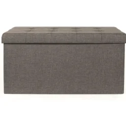 Poefen-The Home Deco Factory Home Deco Poef Chique - opbergbox - donkergrijs - 76 x 38 cm
