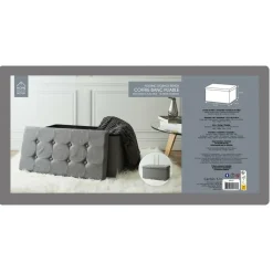 Poefen-The Home Deco Factory Home Deco Poef Chique - opbergbox - donkergrijs - 76 x 38 cm