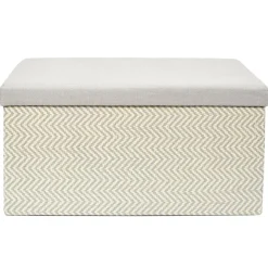 Poefen-The Home Deco Factory Home Deco Poef Fishbone - opbergbox - beige/grijs - 76 x 38 cm