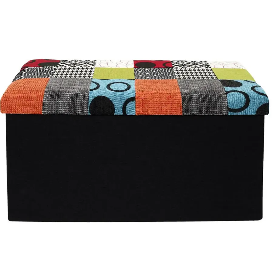 The Home Deco Factory Home Deco Poef Multi color Tile - opbergbox - 76 x 38 cm