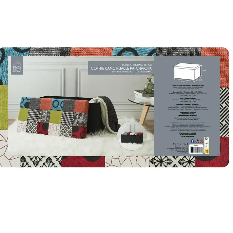 The Home Deco Factory Home Deco Poef Multi color Tile - opbergbox - 76 x 38 cm