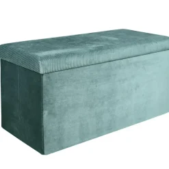 Poefen-The Home Deco Factory Home Deco Poef Velvet - opbergbox - blauw - 76 x 38 cm
