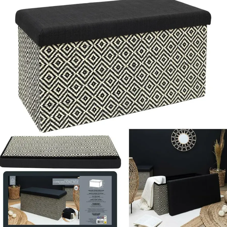 Poefen-The Home Deco Factory Home Deco Poefje - opbergbox - donkerbruin/zwart - 76 x 38 cm