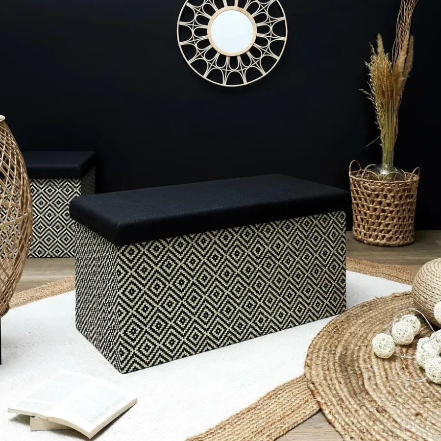 Poefen-The Home Deco Factory Home Deco Poefje - opbergbox - donkerbruin/zwart - 76 x 38 cm