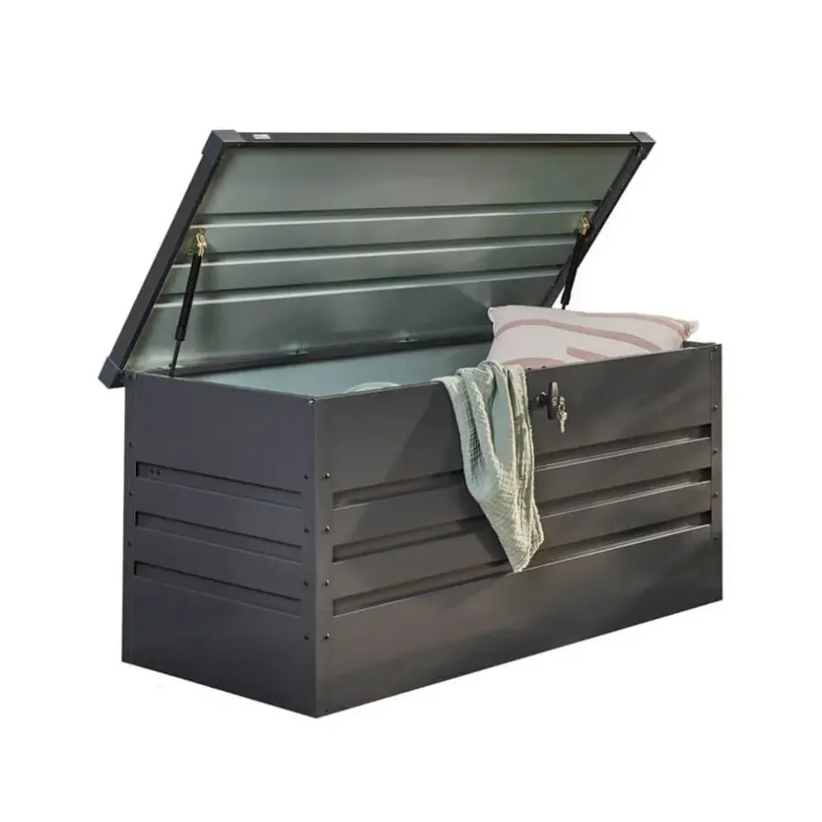 Kussenboxen-Merkloos HOME DELUXE - Metalen opbergbox MEGABOX XL - 126 x 56 cm 400l antraciet