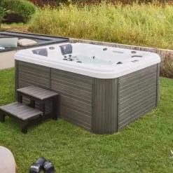 Merkloos HOME DELUXE Buiten whirlpool BEACH Met treden en thermische afdekking