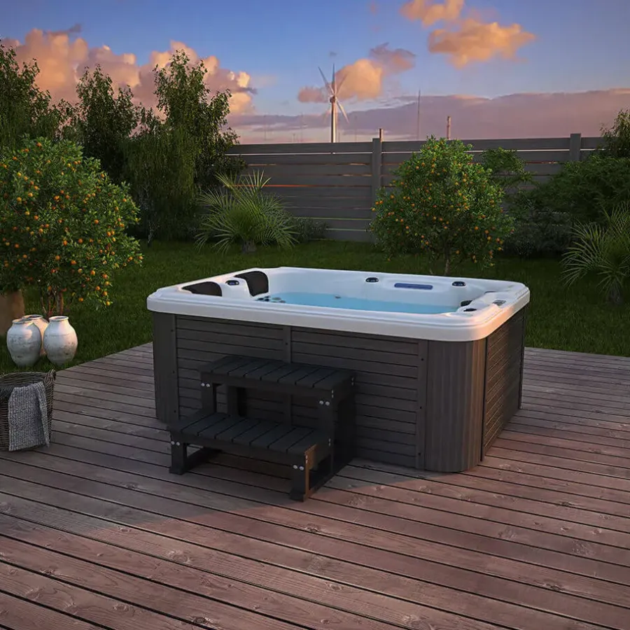 Merkloos HOME DELUXE Buiten whirlpool BEACH Met treden en thermische afdekking