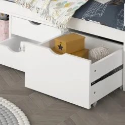 Kinderbedden-Merkloos HOME DELUXE COSMOS kinderbed met lades en matras - 90 x 200 cm wit