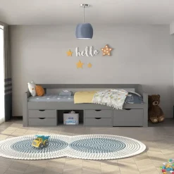 Merkloos HOME DELUXE COSMOS kinderbed met lades en matras - 90 x 200 cm grijs