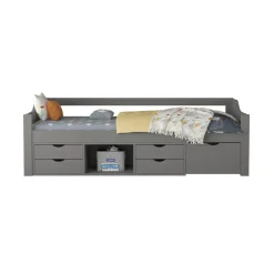 Kinderbedden-Merkloos HOME DELUXE COSMOS kinderbed met lades - 90 x 200 cm grijs