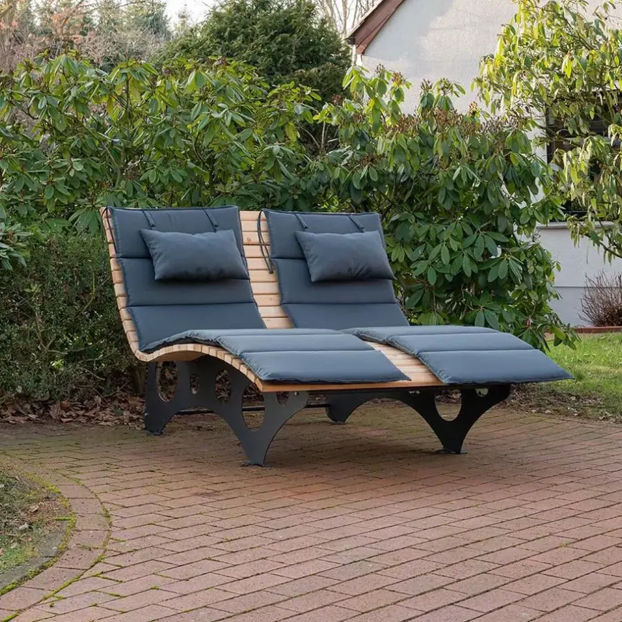 Merkloos HOME DELUXE golfhouten ligstoel TAIGA incl. kussen Aantal: 1