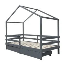 Merkloos HOME DELUXE kinderbed WOLKENLAND grijs met lades