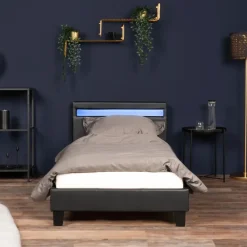 1-Persoons Bedden-Merkloos HOME DELUXE LED bed ASTRO zwart 90 x 200 cm