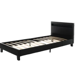 1-Persoons Bedden-Merkloos HOME DELUXE LED bed ASTRO zwart 90 x 200 cm