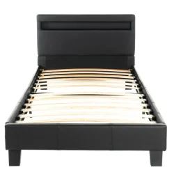 1-Persoons Bedden-Merkloos HOME DELUXE LED bed ASTRO donkergrijs 90 x 200 cm