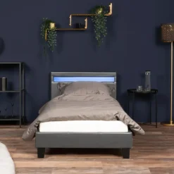 1-Persoons Bedden-Merkloos HOME DELUXE LED bed ASTRO donkergrijs 90 x 200 cm