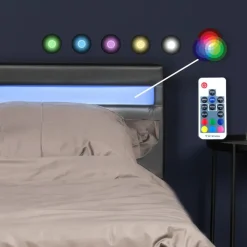 1-Persoons Bedden-Merkloos HOME DELUXE LED bed ASTRO donkergrijs 90 x 200 cm