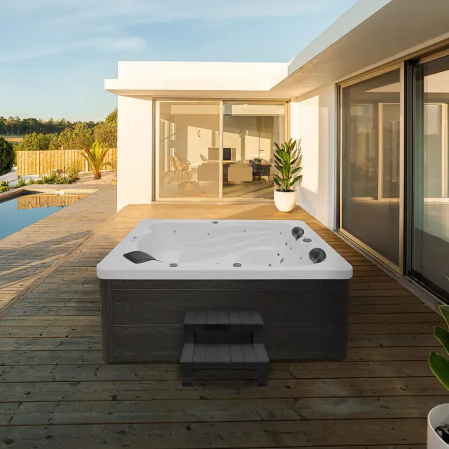 Zwembaden En Accessoires-Merkloos HOME DELUXE Outdoor Whirlpool SUNSET Met trap en thermische afdekking