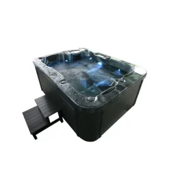 Zwembaden En Accessoires-Merkloos HOME DELUXE Outdoor Whirlpool ZWART MARMER Met trap en thermische afdekking
