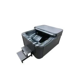 Zwembaden En Accessoires-Merkloos HOME DELUXE Outdoor Whirlpool ZWART MARMER Met trap en thermische afdekking