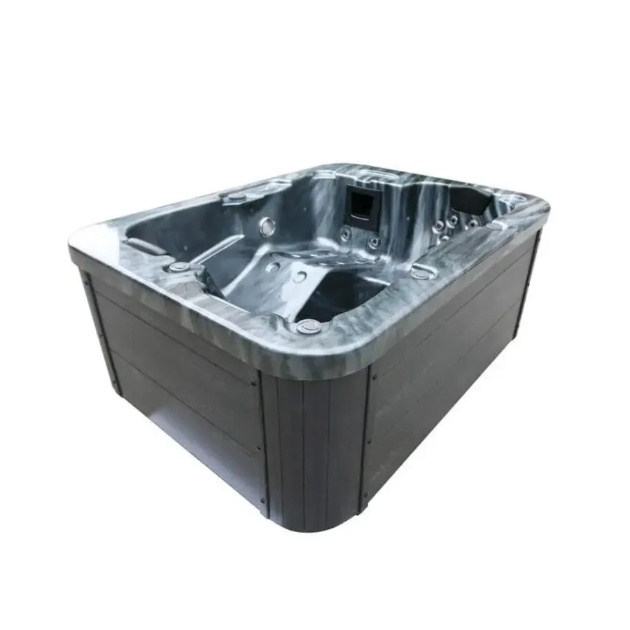 Zwembaden En Accessoires-Merkloos HOME DELUXE Outdoor Whirlpool ZWART MARMER Met trap en thermische afdekking