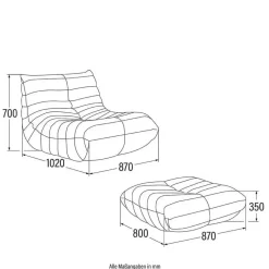 Fauteuils-Merkloos HOME DELUXE Relax fauteuil met kruk CHILL - Beige