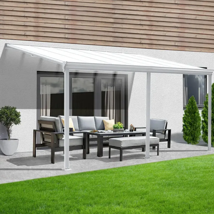Merkloos HOME DELUXE terrasoverkapping SOLIS wit 496 / 503 x 300 / 303 x 278 / 226 cm