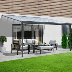 Terrasoverkappingen-Merkloos HOME DELUXE Terrasoverkapping SOLIS Grijs 312 x 303 x 226 / 278 cm