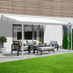 Terrasoverkappingen-Merkloos HOME DELUXE terrasoverkapping SOLIS wit 312 / 320 x 300 / 303 x 278 / 226 cm