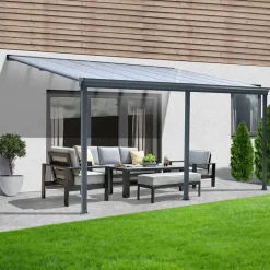 Merkloos HOME DELUXE Terrasoverkapping SOLIS Grijs 435 / 442 x 300 / 303 x 278 / 226 cm